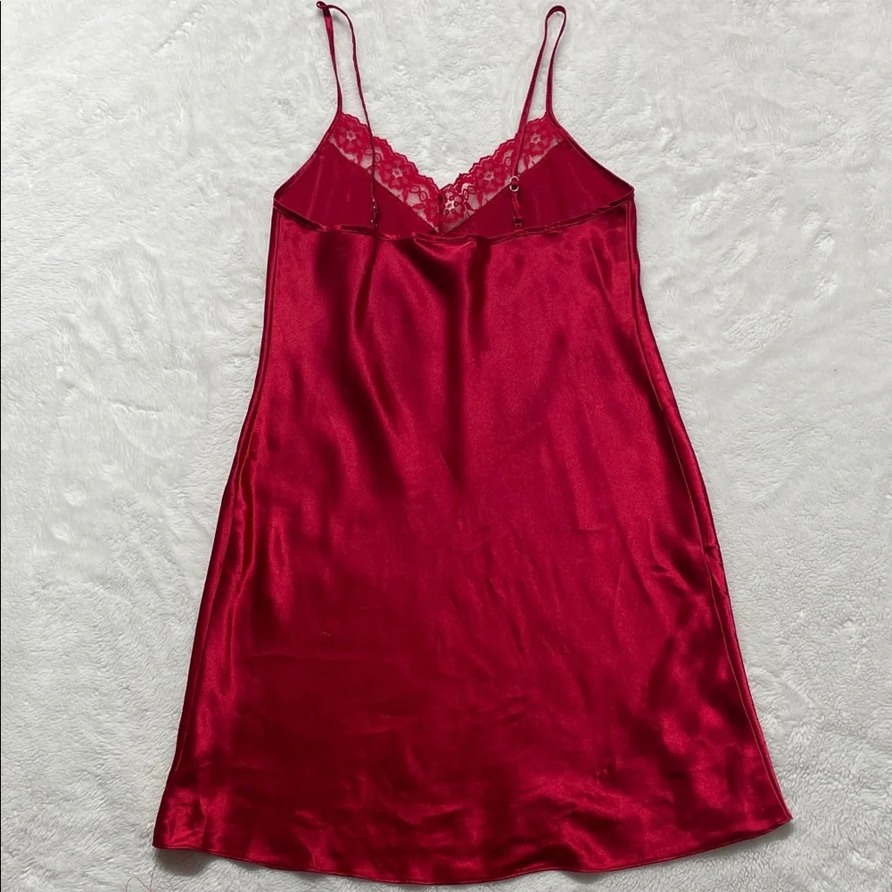 Gilligan & O'Malley Red Satin Chemise with Lace